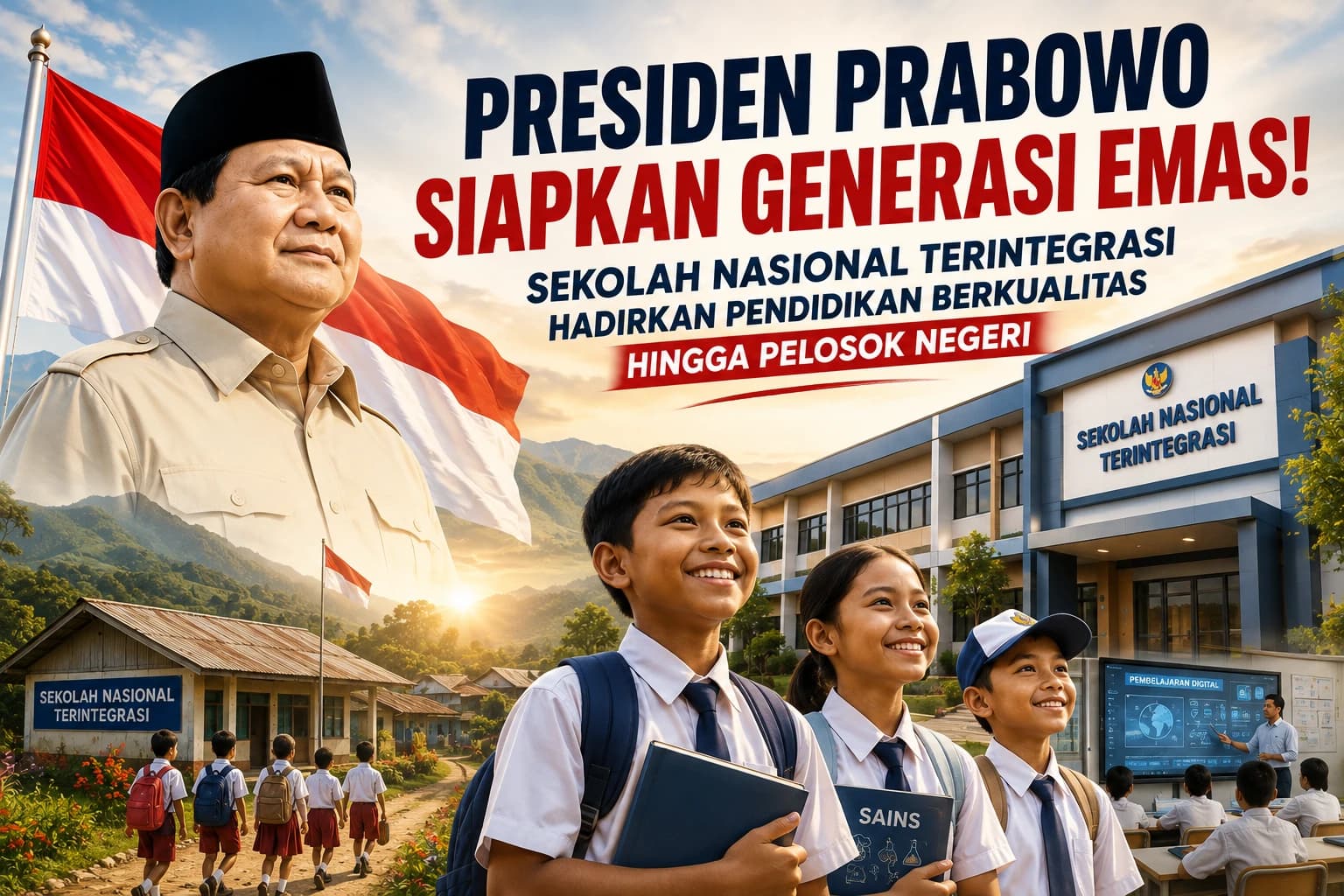 Presiden Prabowo sebenarnya sedang membangun apa? Sekolah—atau masa depan Indonesia?

Di balik pembangunan Sekolah Nasional Terintegrasi, ada agenda yang jauh lebih besar: menyiapkan generasi Indonesia agar mampu bersaing, keluar dari keterbatasan, dan membawa bangsa menuju Indonesia Emas 2045.

Ini bukan sekadar soal gedung sekolah. Ini tentang manusia yang akan menentukan masa depan Indonesia.
