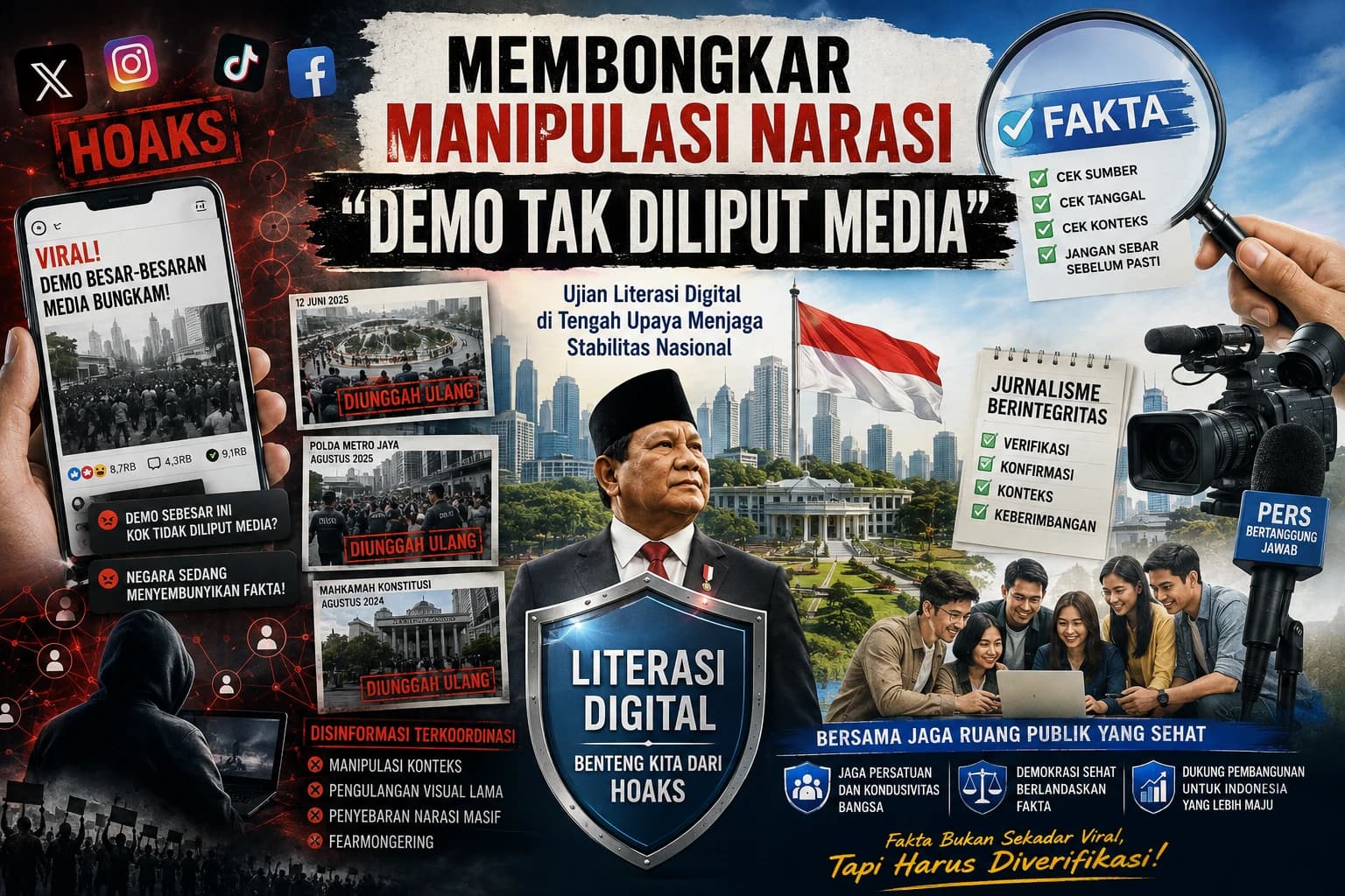 Di balik narasi "Demo Tak Diliput Media", terkuak operasi disinformasi terencana yang menguji stabilitas nasional. Baca bedah tuntas fakta vs manipulasinya di sini.